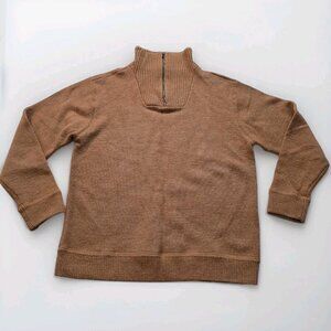 Irelands Eye 1/4 Zip Sweater Mens XL Heathered Brown Wool LS Cottage Outdoor